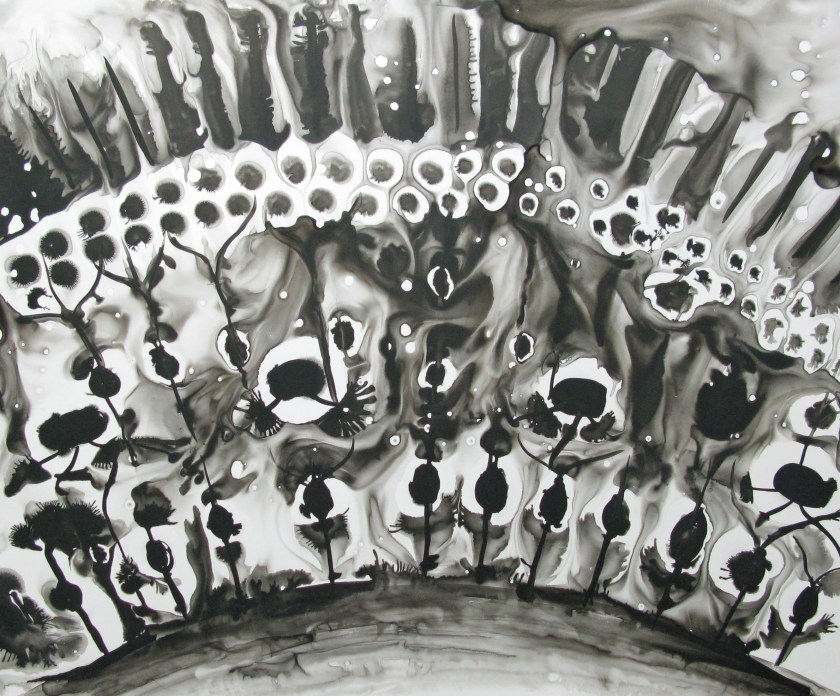 Retina Diagram, ink and water on yupo, 2015 by Michele Banks (All Rights Reserved; Used with Permission) inkretina