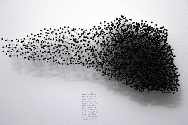 Katie Lewis, Accumulated Numbness. pins, enamel, pencil